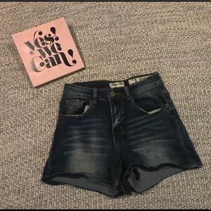 High Waisted Jean Stretch Shortie Shorts Juniors 9